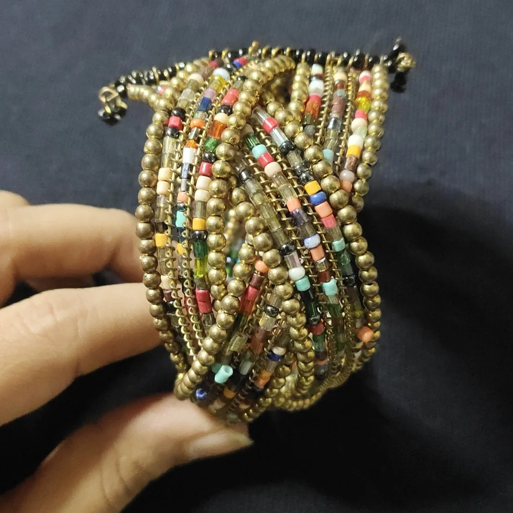Multicolour adjustable cuff bracelet - Picture 3 of 6